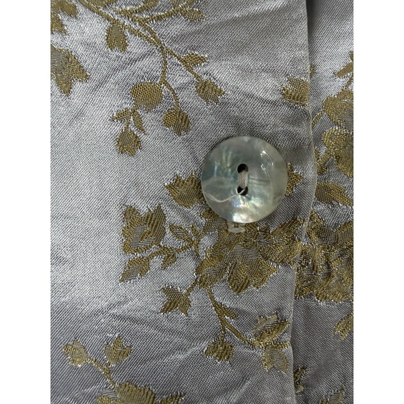 Bella Notte Colette Top Embroidered Satin Loungewear Size Large Mother Of Pearl - Picture 7 of 9